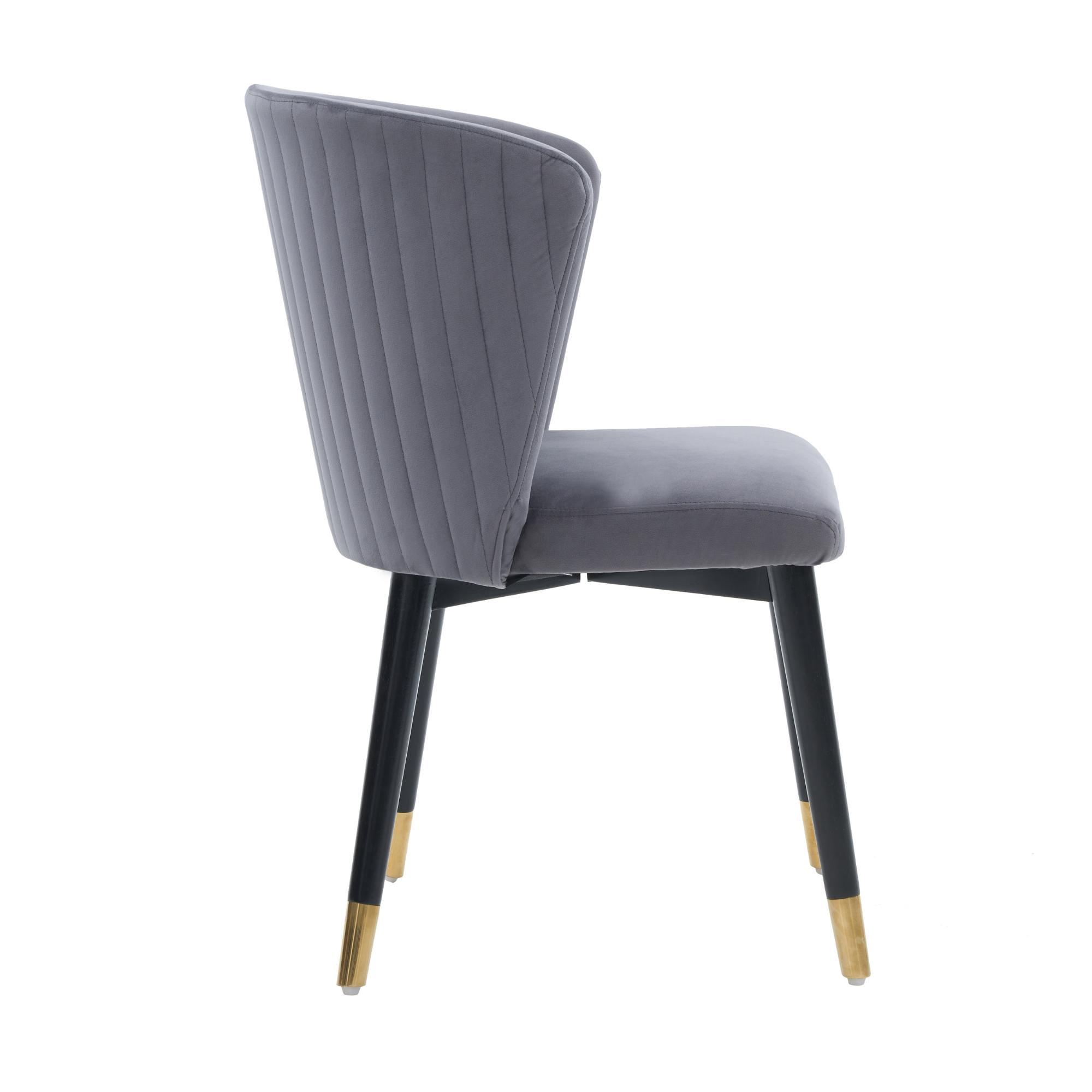 Modern Velvet Dining Chair with Tufted Back – Wooden Frame & Gold-Tipped Rubberwood Legs