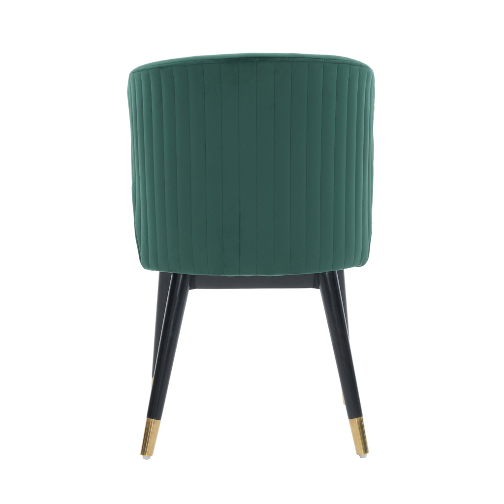 Modern Velvet Dining Chair with Tufted Back – Wooden Frame & Gold-Tipped Rubberwood Legs