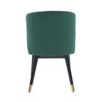 Modern Velvet Dining Chair with Tufted Back – Wooden Frame & Gold-Tipped Rubberwood Legs