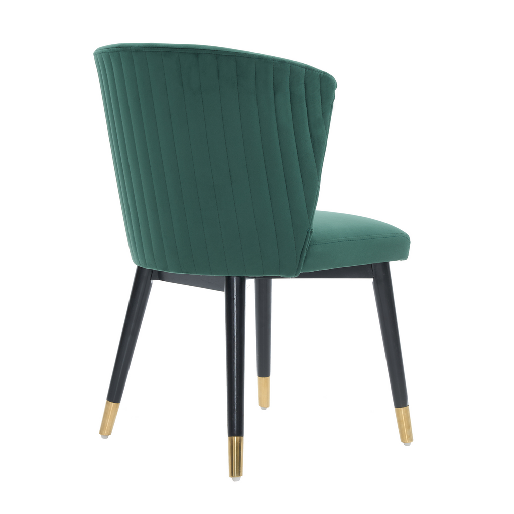 Modern Velvet Dining Chair with Tufted Back – Wooden Frame & Gold-Tipped Rubberwood Legs