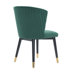 Modern Velvet Dining Chair with Tufted Back – Wooden Frame & Gold-Tipped Rubberwood Legs