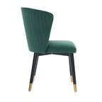 Modern Velvet Dining Chair with Tufted Back – Wooden Frame & Gold-Tipped Rubberwood Legs