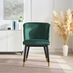 Modern Velvet Dining Chair with Tufted Back – Wooden Frame & Gold-Tipped Rubberwood Legs