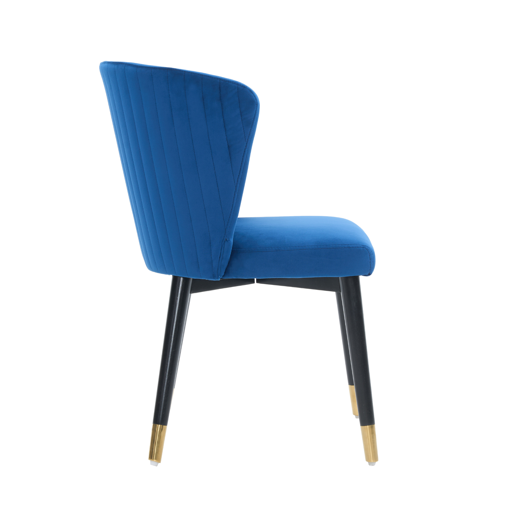 Modern Velvet Dining Chair with Tufted Back – Wooden Frame & Gold-Tipped Rubberwood Legs