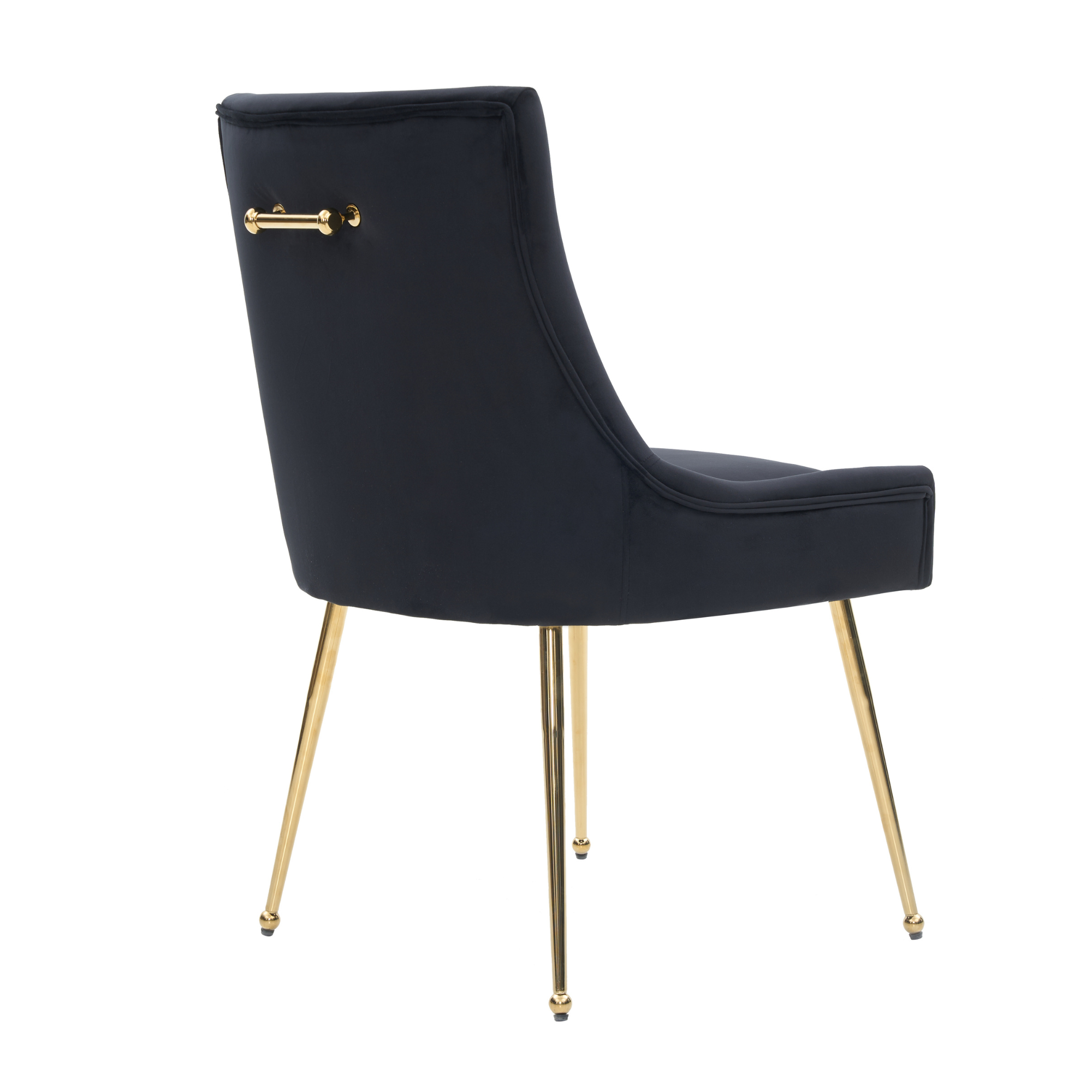 Velvet Dining Chair – Gold Legs, Ring Handle & Modern Accent