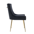 Velvet Dining Chair – Gold Legs, Ring Handle & Modern Accent