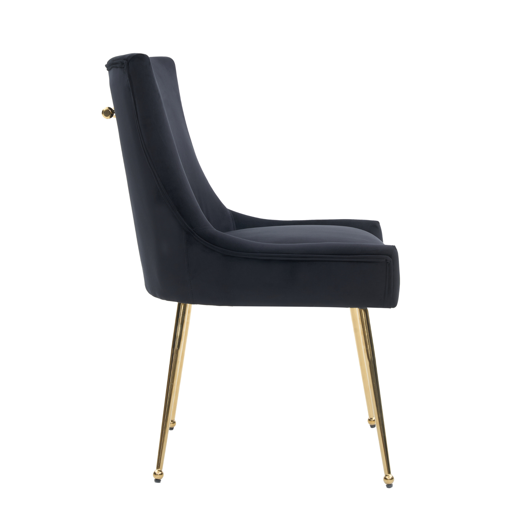 Velvet Dining Chair – Gold Legs, Ring Handle & Modern Accent