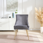 Velvet Dining Chair – Gold Legs, Ring Handle & Modern Accent
