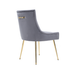 Velvet Dining Chair – Gold Legs, Ring Handle & Modern Accent
