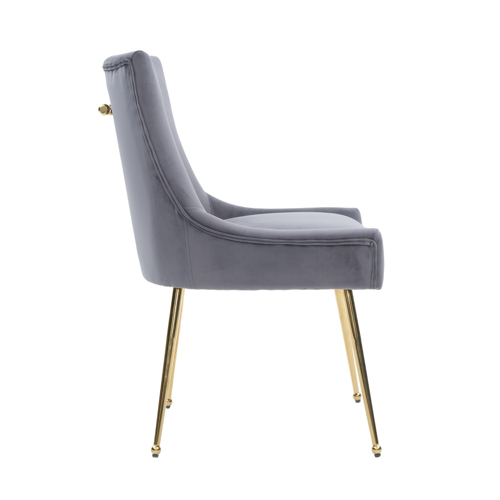 Velvet Dining Chair – Gold Legs, Ring Handle & Modern Accent