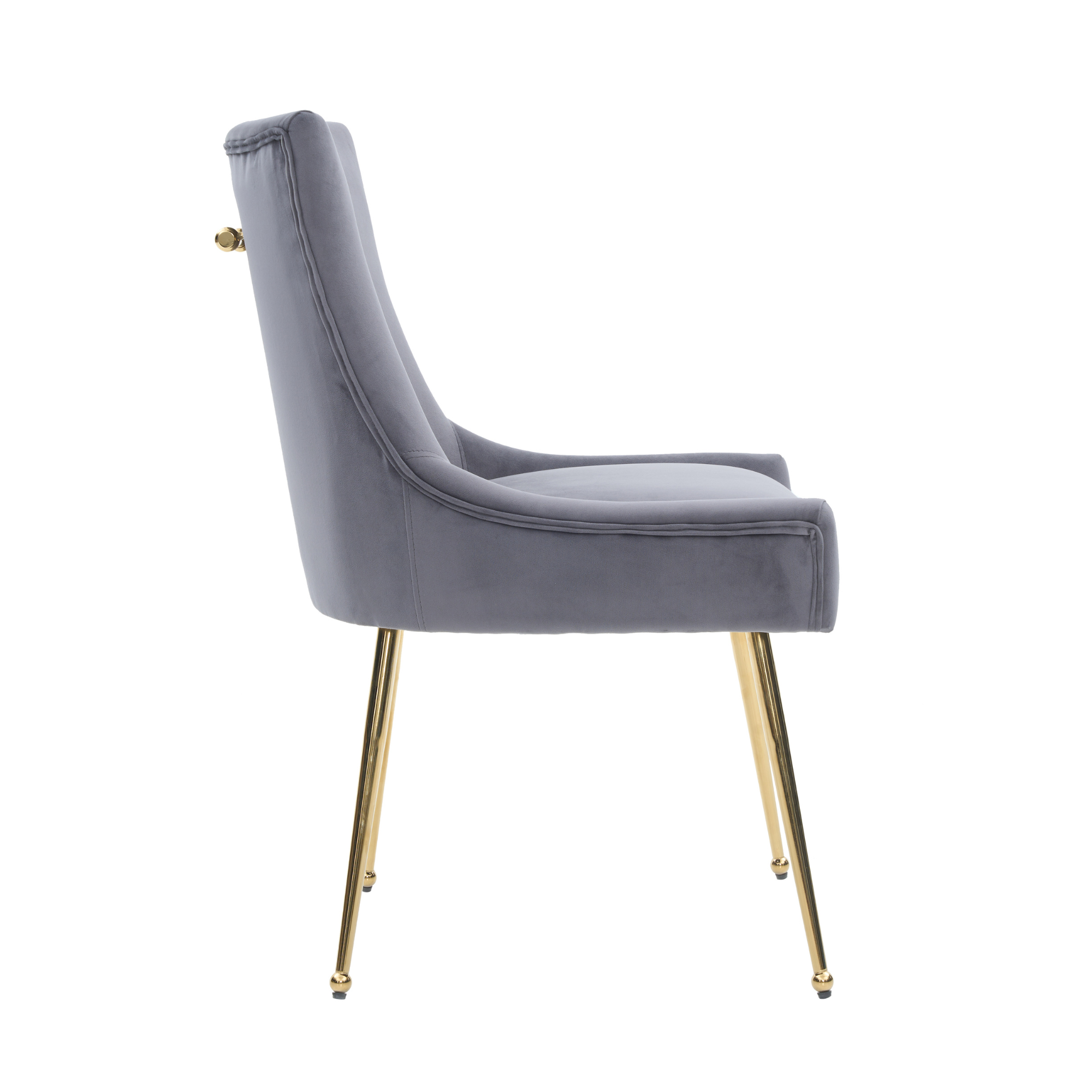 Velvet Dining Chair – Gold Legs, Ring Handle & Modern Accent