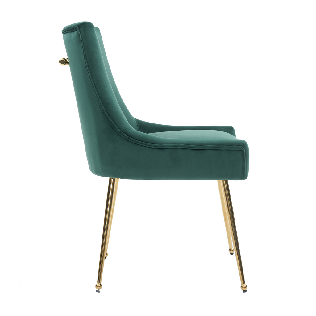 Velvet Dining Chair – Gold Legs, Ring Handle & Modern Accent