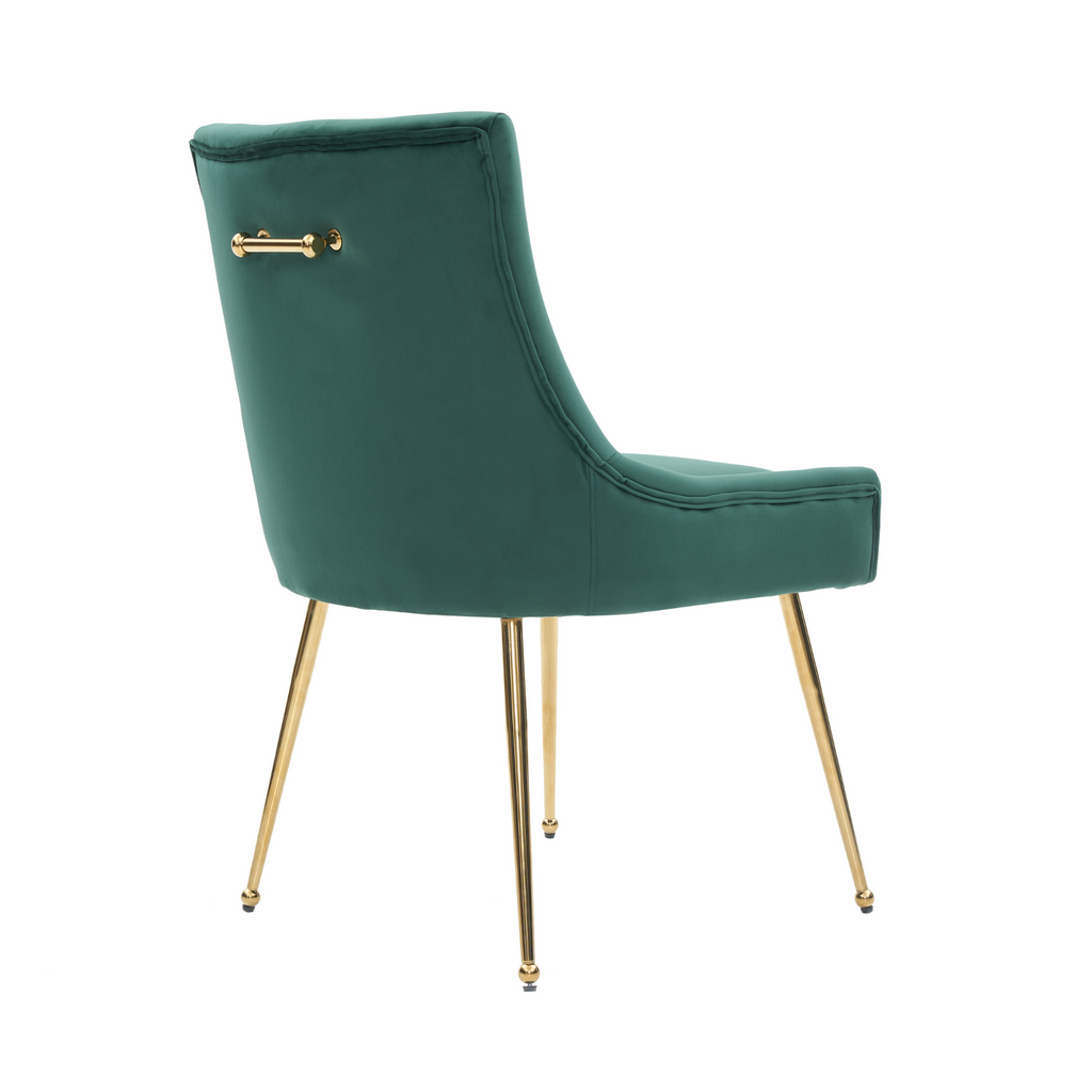 Velvet Dining Chair – Gold Legs, Ring Handle & Modern Accent