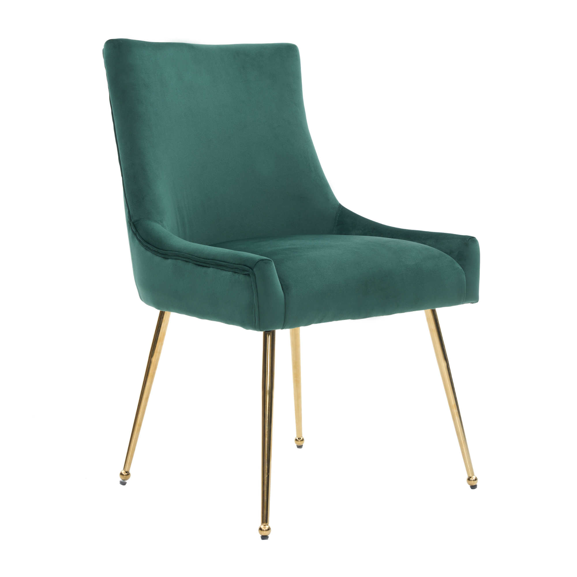 Velvet Dining Chair – Gold Legs, Ring Handle & Modern Accent Green Single