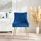 Velvet Dining Chair – Gold Legs, Ring Handle & Modern Accent