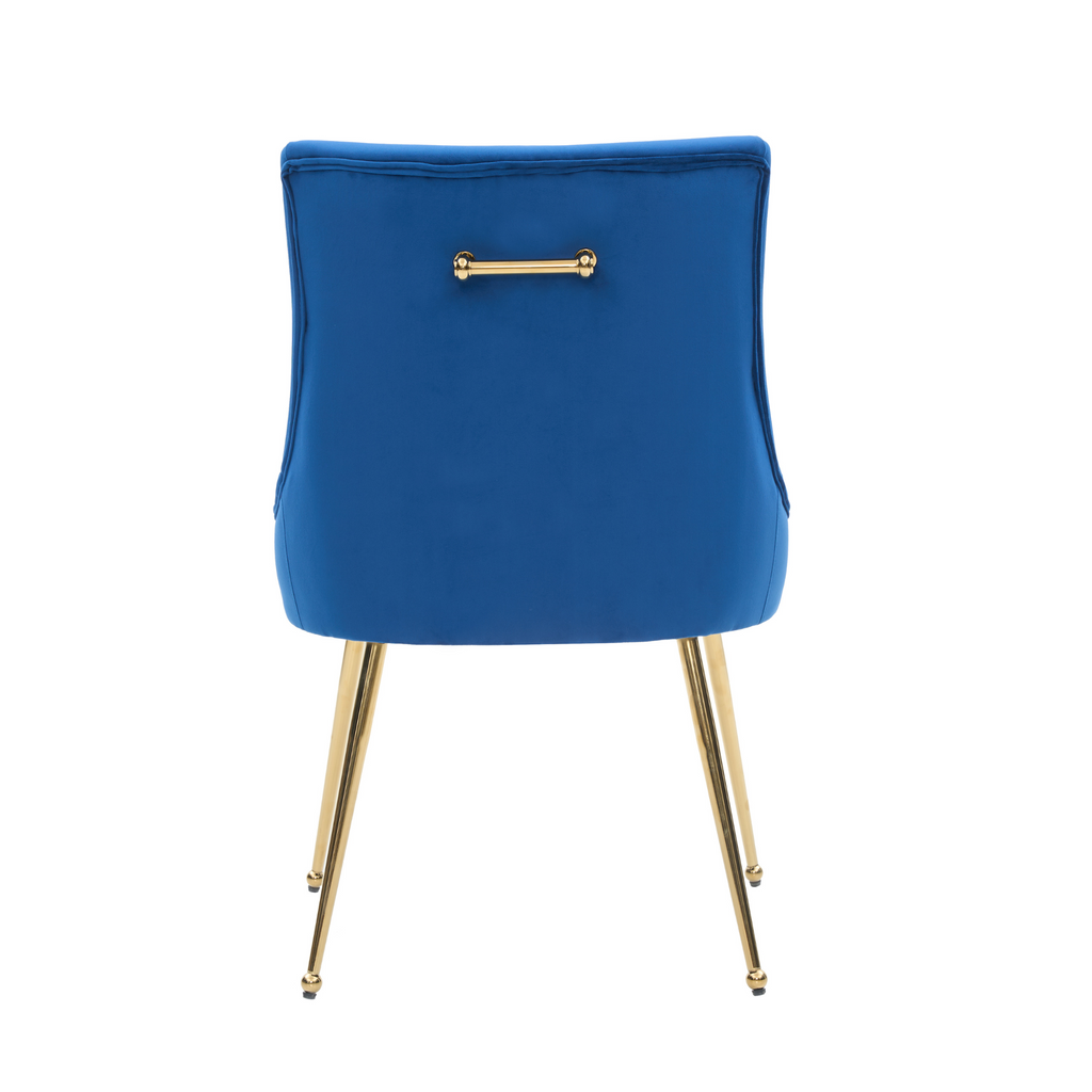 Velvet Dining Chair – Gold Legs, Ring Handle & Modern Accent