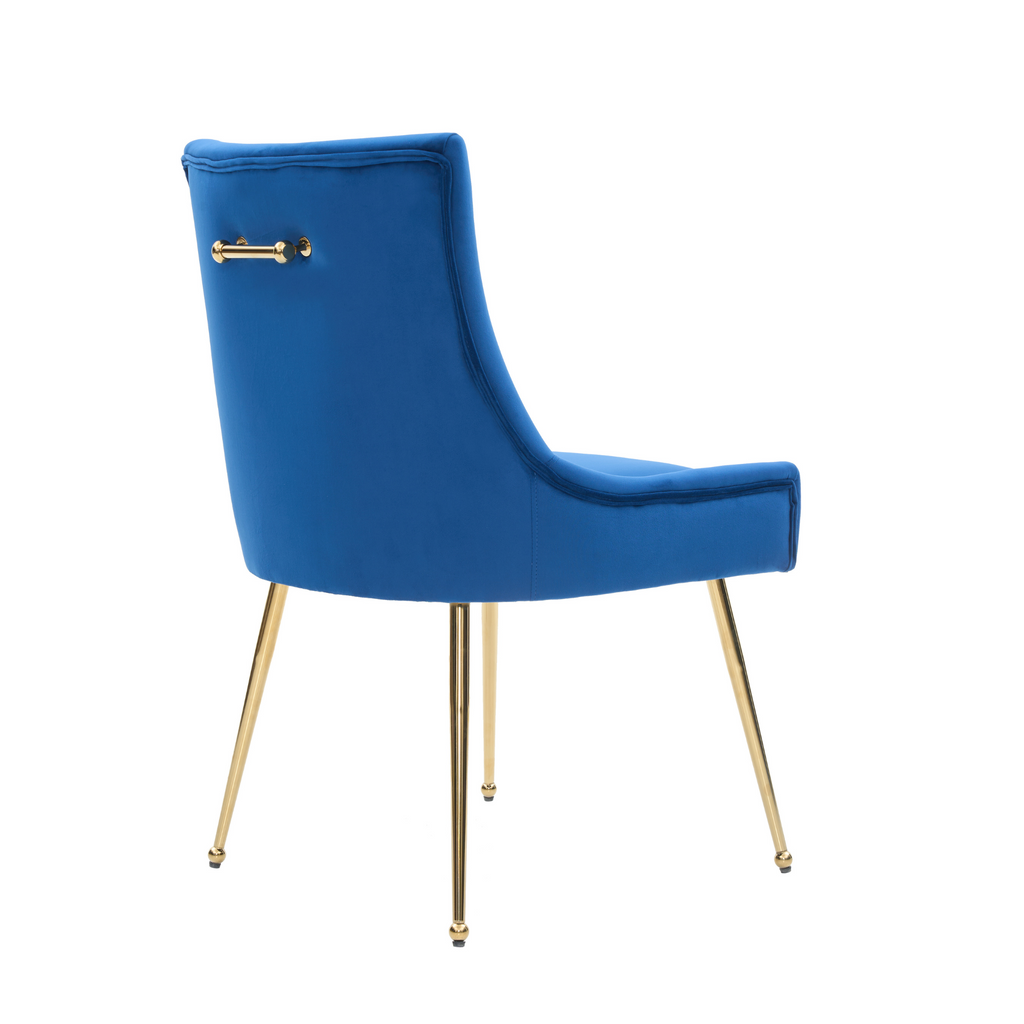 Velvet Dining Chair – Gold Legs, Ring Handle & Modern Accent
