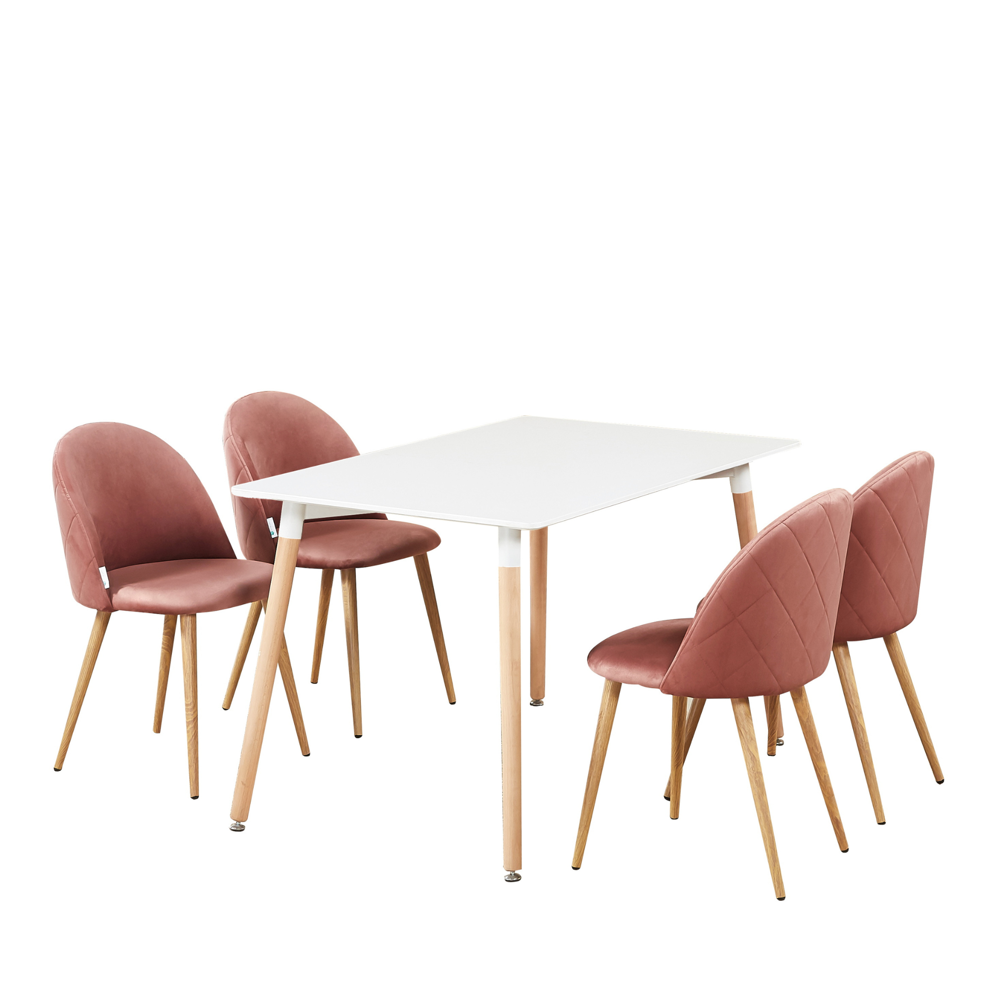 Halo Dining Set, a Table and Chairs Set of 4, White/Grey