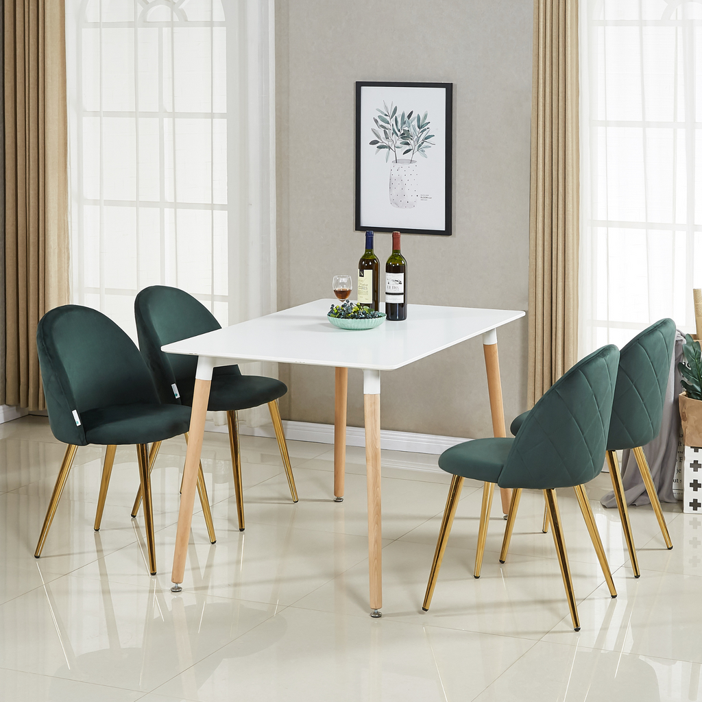 Halo Dining Set, a Table and Chairs Set of 4, White/Grey