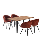 Rocco LUX 5PCs Dining Set includes an Oak Dining Table and Set of 4 Dining Chairs