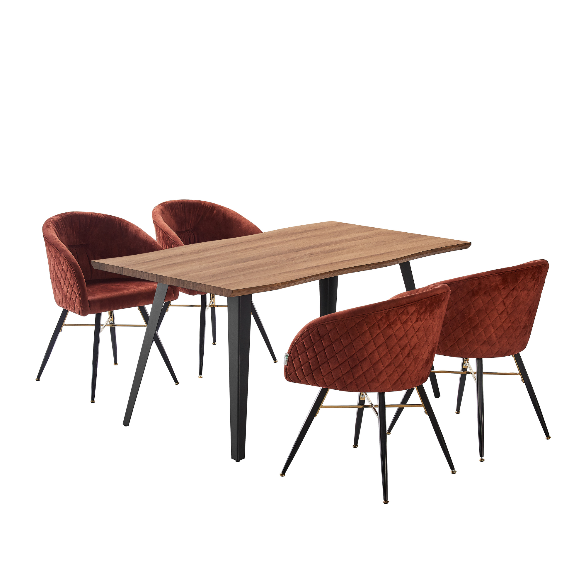 Rocco LUX 5PCs Dining Set includes an Oak Dining Table and Set of 4 Dining Chairs