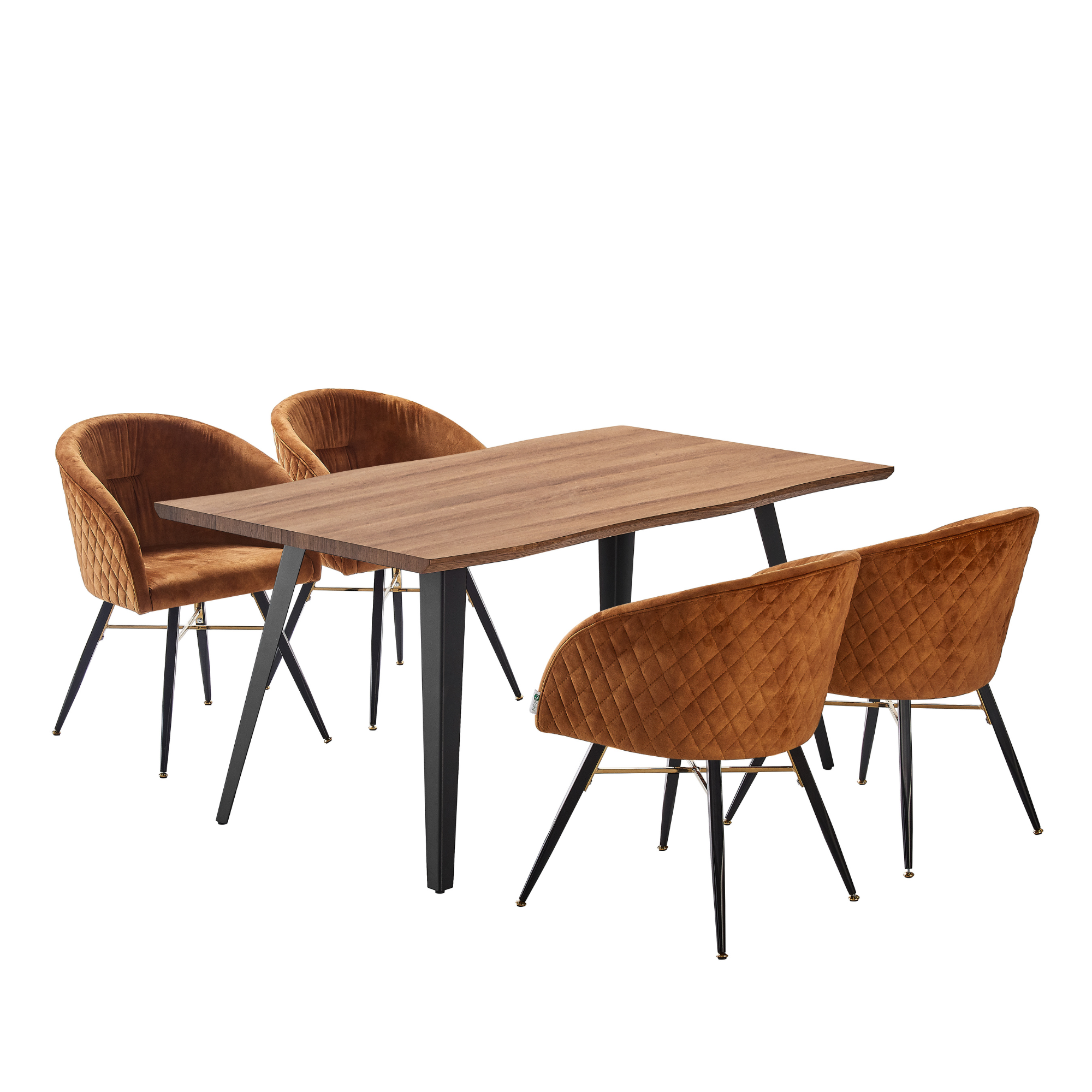 Rocco LUX 5PCs Dining Set includes an Oak Dining Table and Set of 4 Dining Chairs