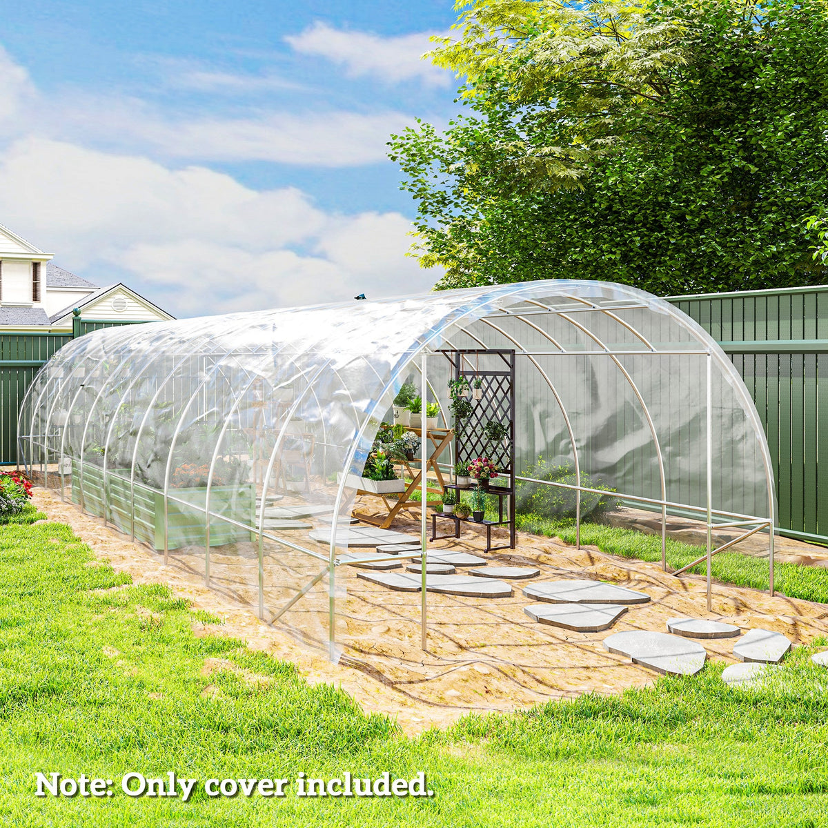 6 X 10m UV Resistant Waterproof Plastic Polytunnel Cover, Clear
