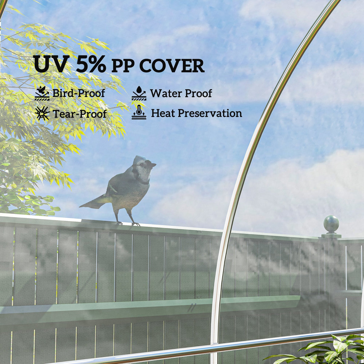6 X 10m UV Resistant Waterproof Plastic Polytunnel Cover, Clear