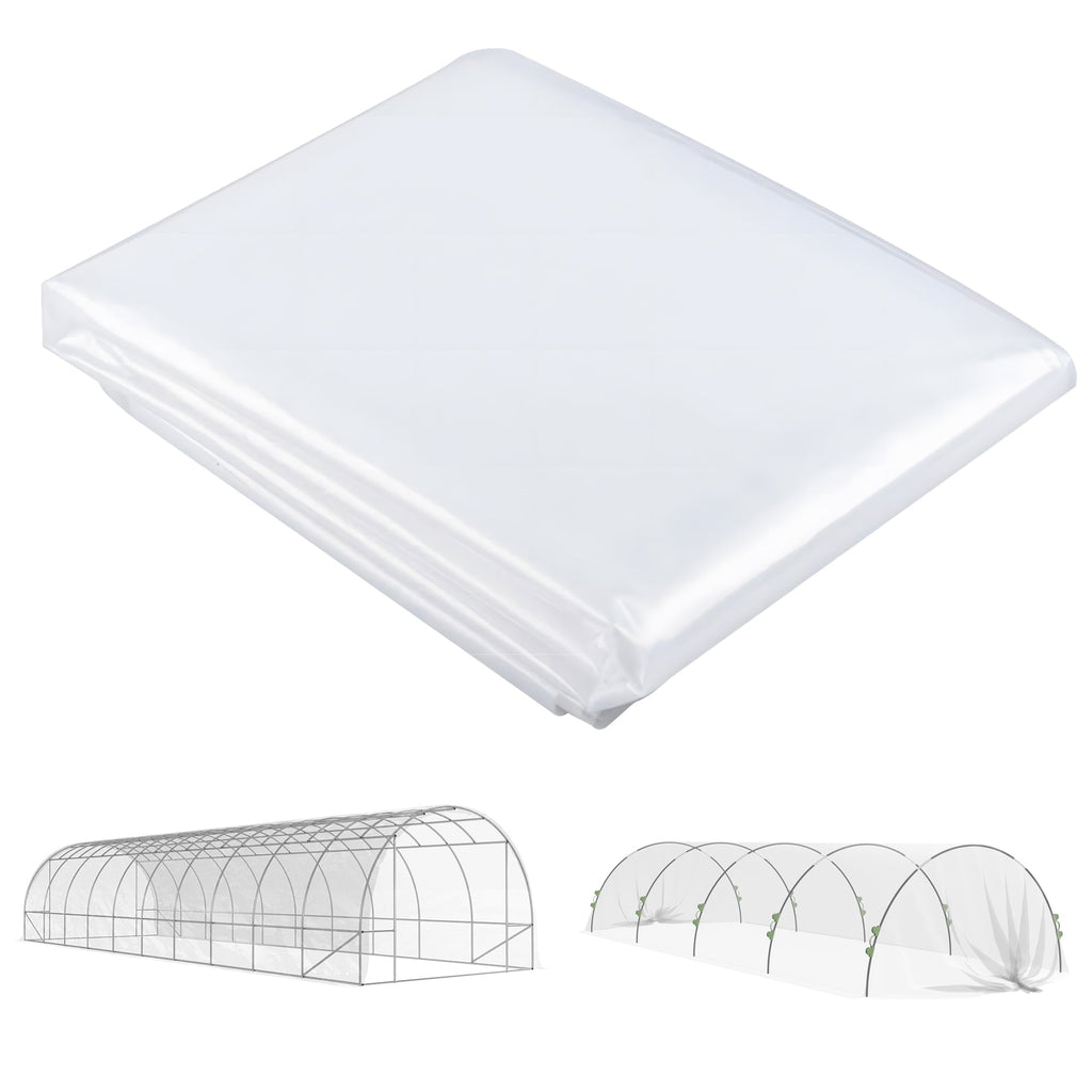6 X 10m UV Resistant Waterproof Plastic Polytunnel Cover, Clear