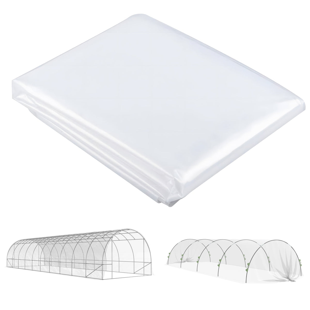 6 X 10m UV Resistant Waterproof Plastic Polytunnel Cover, Clear