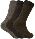 3 Pairs Mens Thermal Boot Socks Brown 6-11 UK
