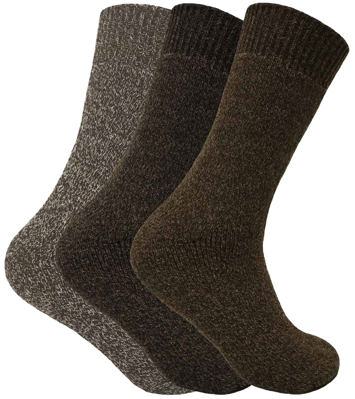 3 Pairs Mens Thermal Boot Socks Brown 6-11 UK