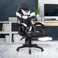 Leather Recliner Computer Gaming Office Chair With Footrest WHITE
