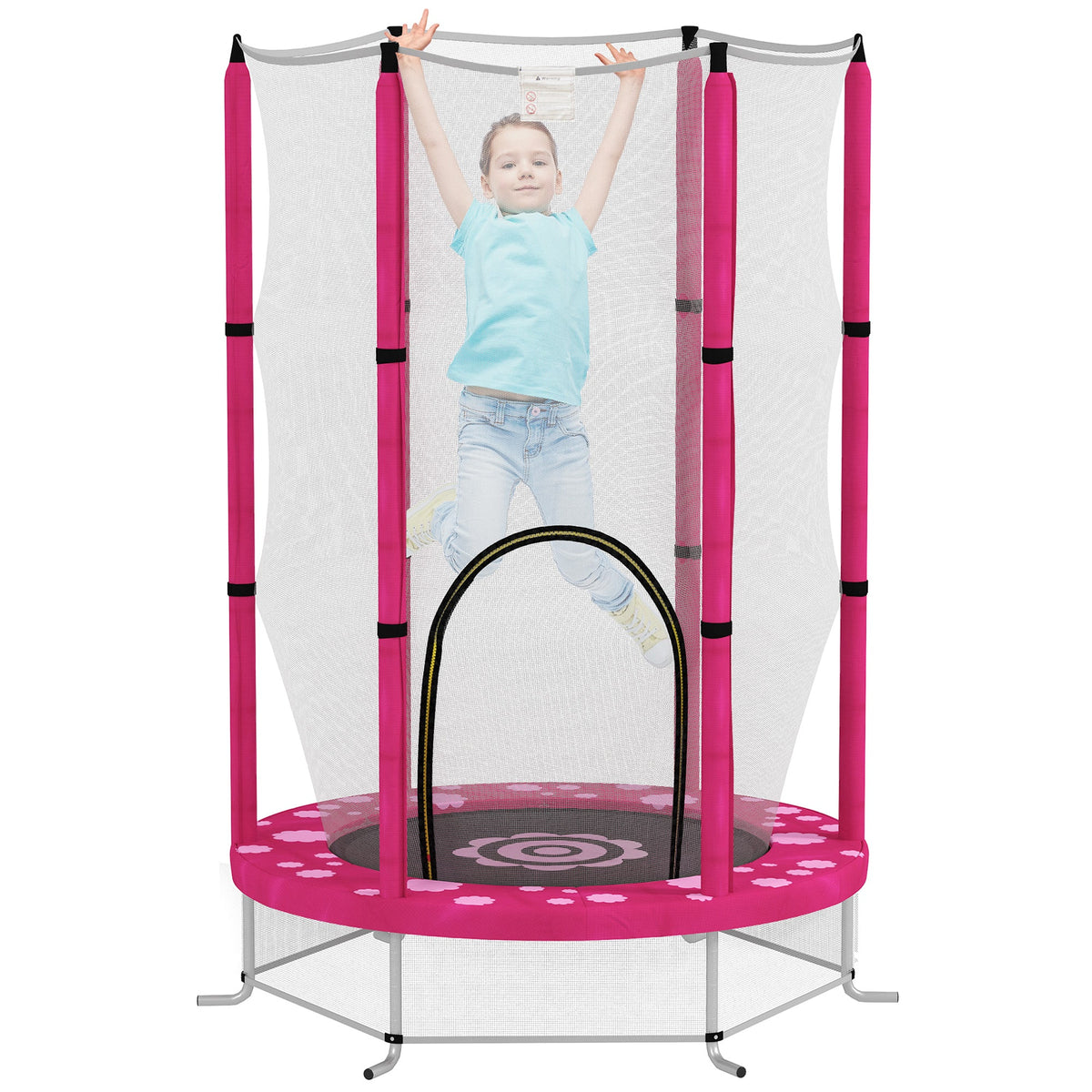 4.6FT Kids Trampoline with Safety Enclosure Net Pink