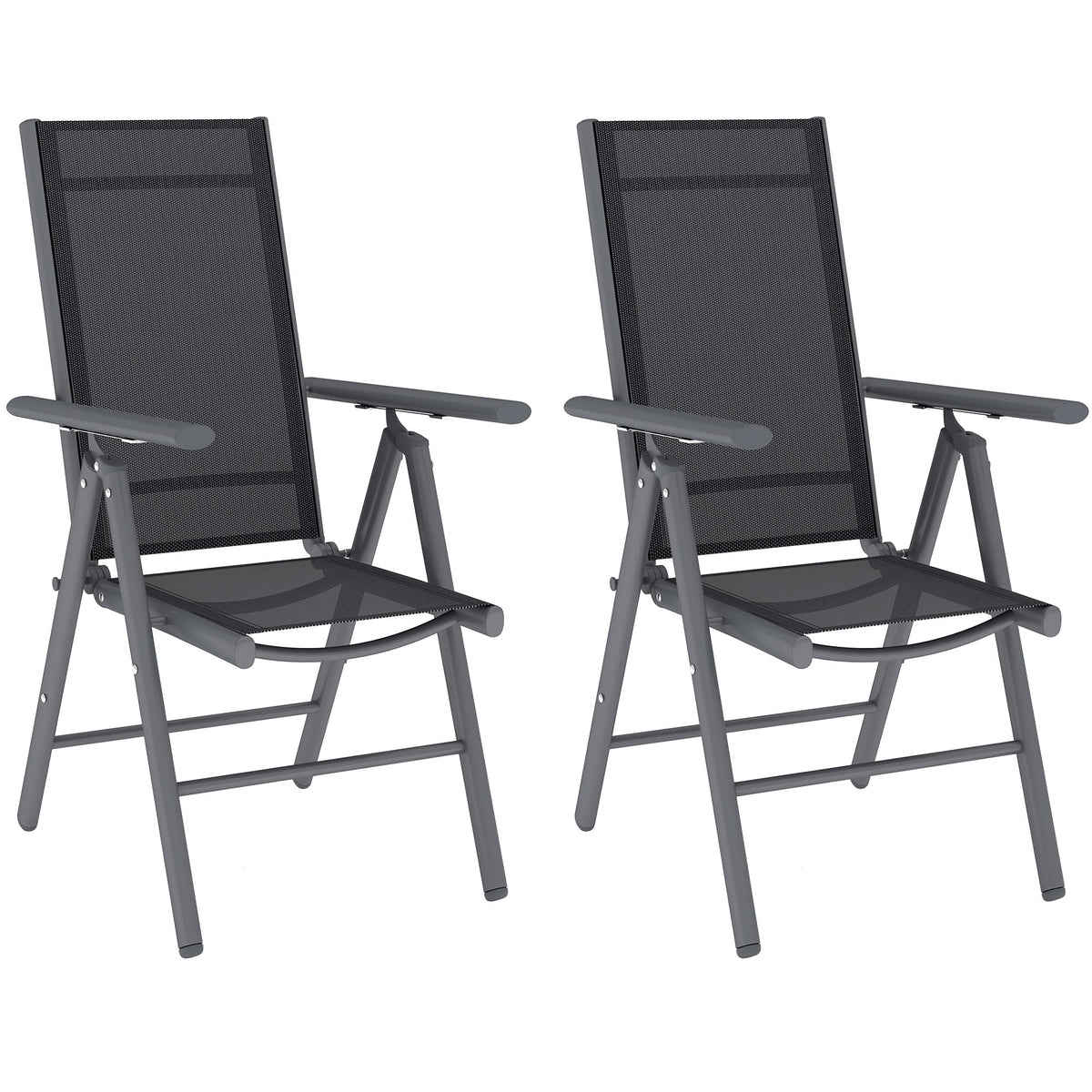 2PCS Folding Chair w/ Breathable Mesh Back and Seat Dark Grey