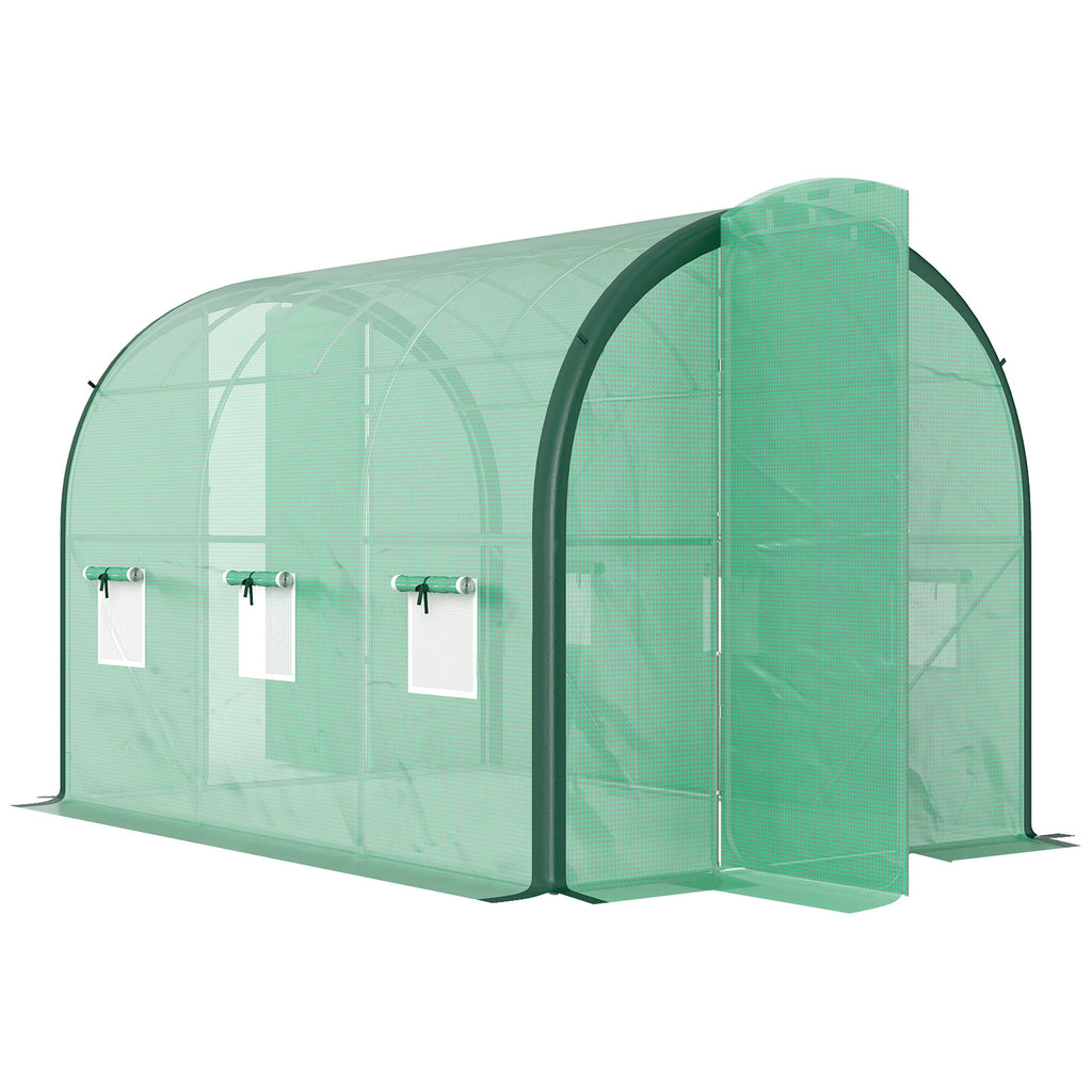 Tunnel Greenhouse Upgraded Structure, Hinged Doors, 4 x 3(m) 300L x 200W x 200Hcm