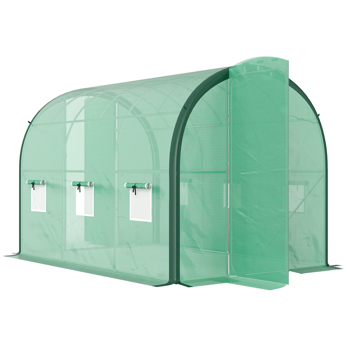 Tunnel Greenhouse Upgraded Structure, Hinged Doors, 4 x 3(m) 300L x 200W x 200Hcm
