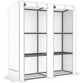 3 Tier Lean-to Mini Greenhouse with Green Hemmed Edging White