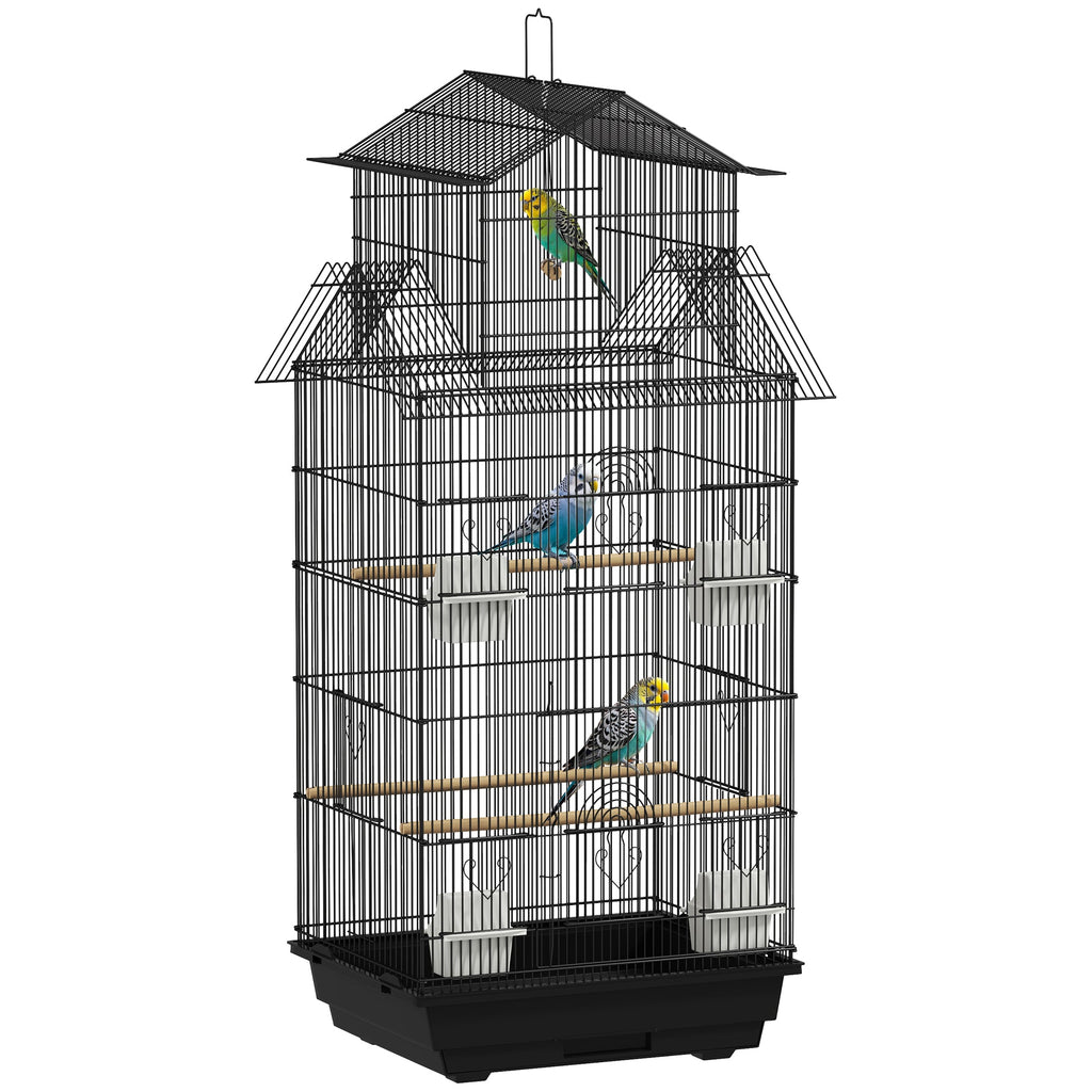 Metal Bird Cage w/ Perch, Food Container, Handle, for Finch, Canary 43L x 32.5W x 104Hcm