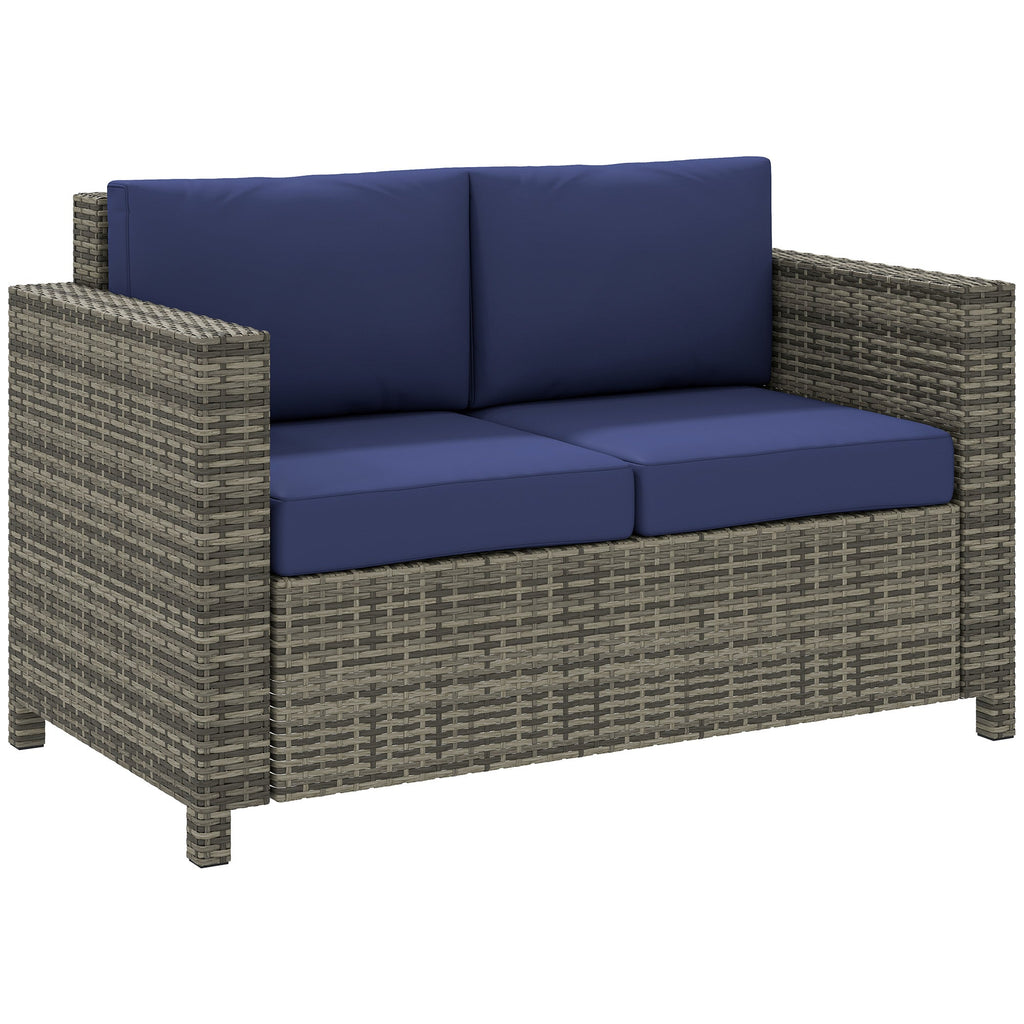 Rattan Wicker 2-seat Sofa Loveseat Padded Garden Furniture