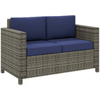 Rattan Wicker 2-seat Sofa Loveseat Padded Garden Furniture