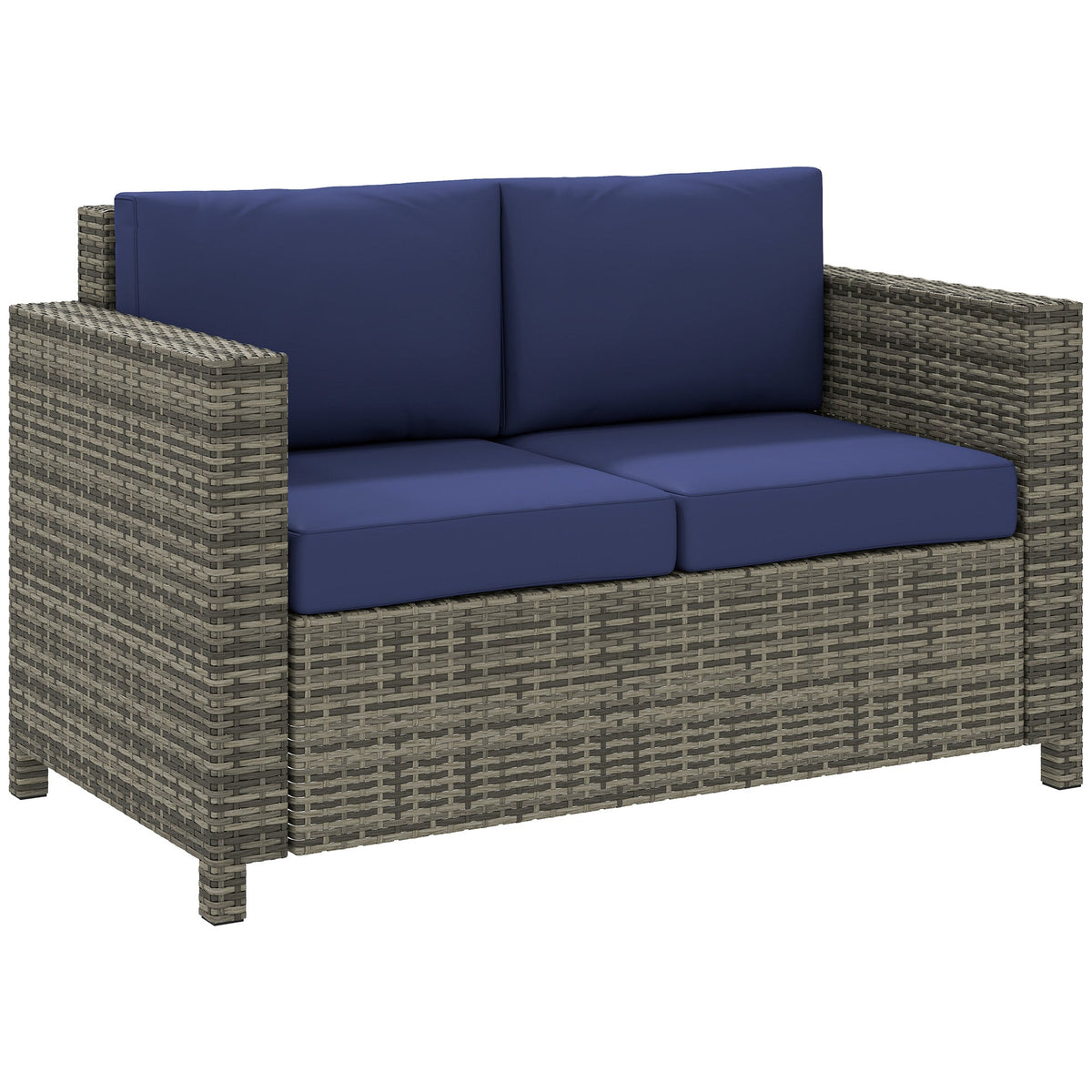 Rattan Wicker 2-seat Sofa Loveseat Padded Garden Furniture