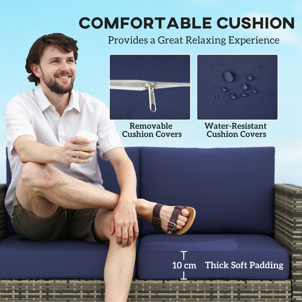 Rattan Wicker 2-seat Sofa Loveseat Padded Garden Furniture