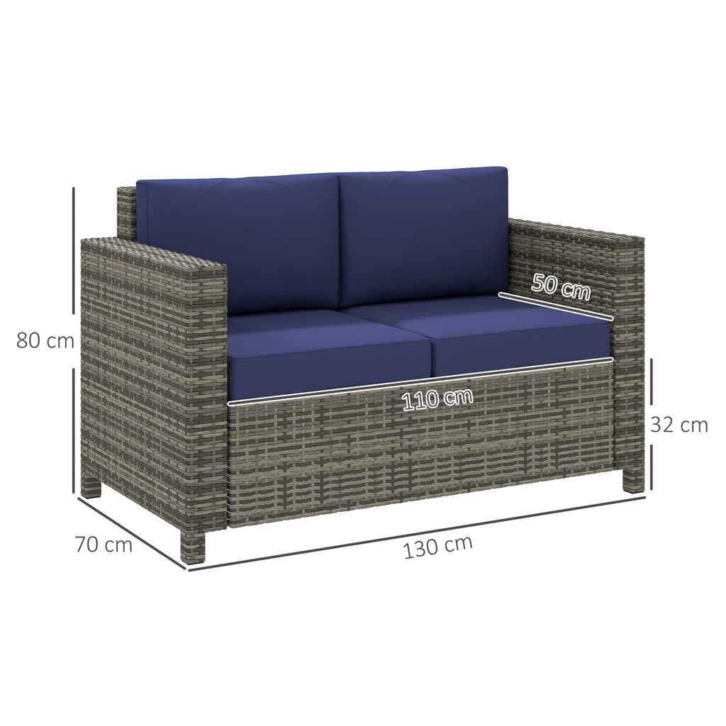Rattan Wicker 2-seat Sofa Loveseat Padded Garden Furniture