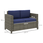 Rattan Wicker 2-seat Sofa Loveseat Padded Garden Furniture