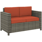 Rattan Wicker 2-seat Sofa Loveseat Padded Garden Furniture