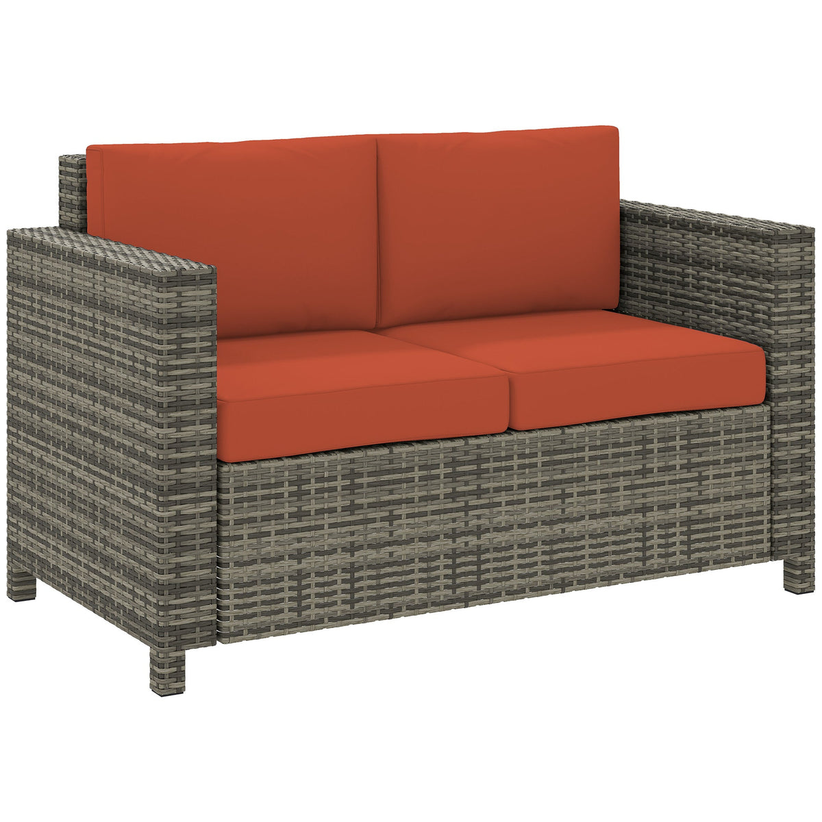 Rattan Wicker 2-seat Sofa Loveseat Padded Garden Furniture