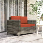 Rattan Wicker 2-seat Sofa Loveseat Padded Garden Furniture