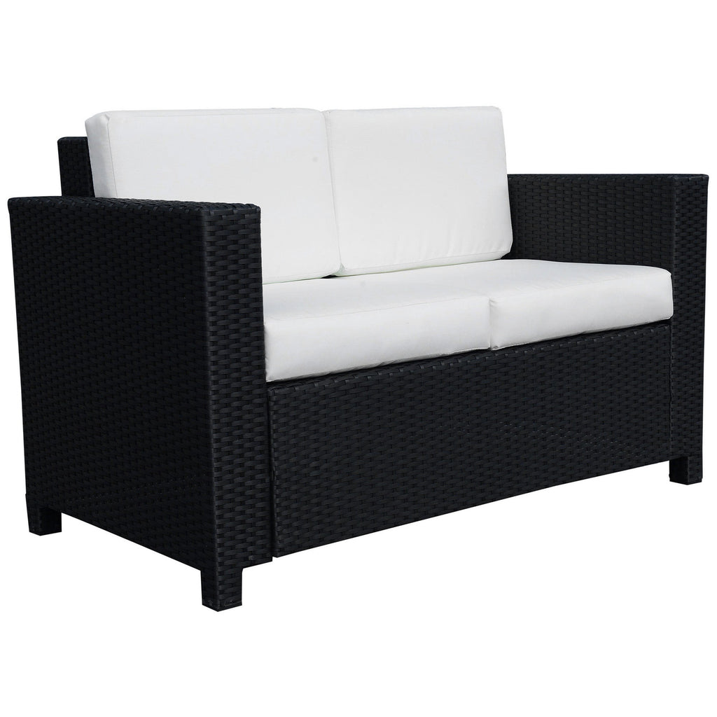 Rattan Wicker 2-seat Sofa Loveseat Padded Garden Furniture