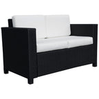 Rattan Wicker 2-seat Sofa Loveseat Padded Garden Furniture